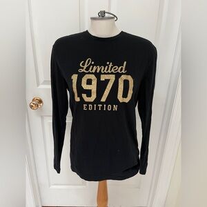 H&M Black Long Sleeve 'Limited 1970 Edition' Shirt